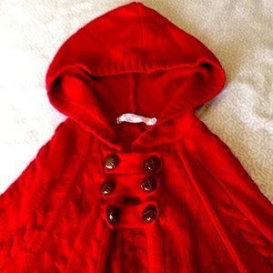 Sweet Charlotte girls little red riding hood poncho in size 7-8